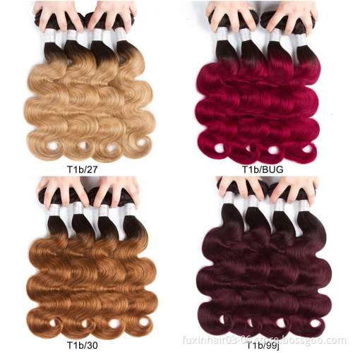 Tissage Naturel Pas Cher Raw Unprocessed 1B Burgundy Brazilian Hair Straight Weave Bundles